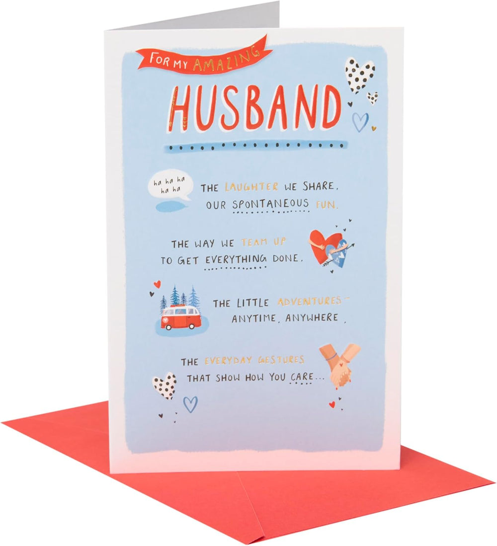 UK Greetings Valentine's Day Card for Husband with heartfelt design, featuring romantic imagery perfect for celebrating love.