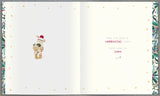 Festive Christmas Greeting Card with Boofle Dog Holding Cocktail Glass Design