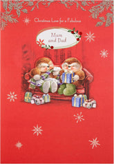 Mam and Dad Christmas Greeting Card with Heartfelt Festive Wishes and Warm Seasonal Design