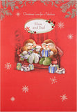 Mam and Dad Christmas Greeting Card with Heartfelt Festive Wishes and Warm Seasonal Design