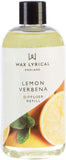 Wax Lyrical Lemon Verbena Reed Diffuser refill in 200ml bottle, featuring fresh lemon and verbena scent with reed sticks.