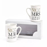 Widdop Amore 50 Years Mr and Mrs anniversary gift set with decorative keepsake and matching packaging, ideal for celebrating milestones.