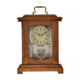 Widdop & Co wood mantel clock in lantern style with handle, featuring a rustic design and classic clock face.