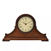 Widdop & Co wooden Napoleon mantel clock with classic design, featuring a polished wood finish and ornate details.