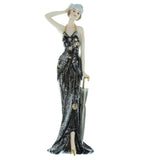 Widdop & Co Broadway Belles black dress decorative figurine doll, 32cm, with rose accents, detailed craftsmanship, elegant display piece