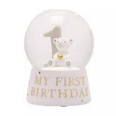 Widdop & Co Bambino Resin My 1st Birthday water ball giftware with colorful birthday design and a clear water-filled globe.