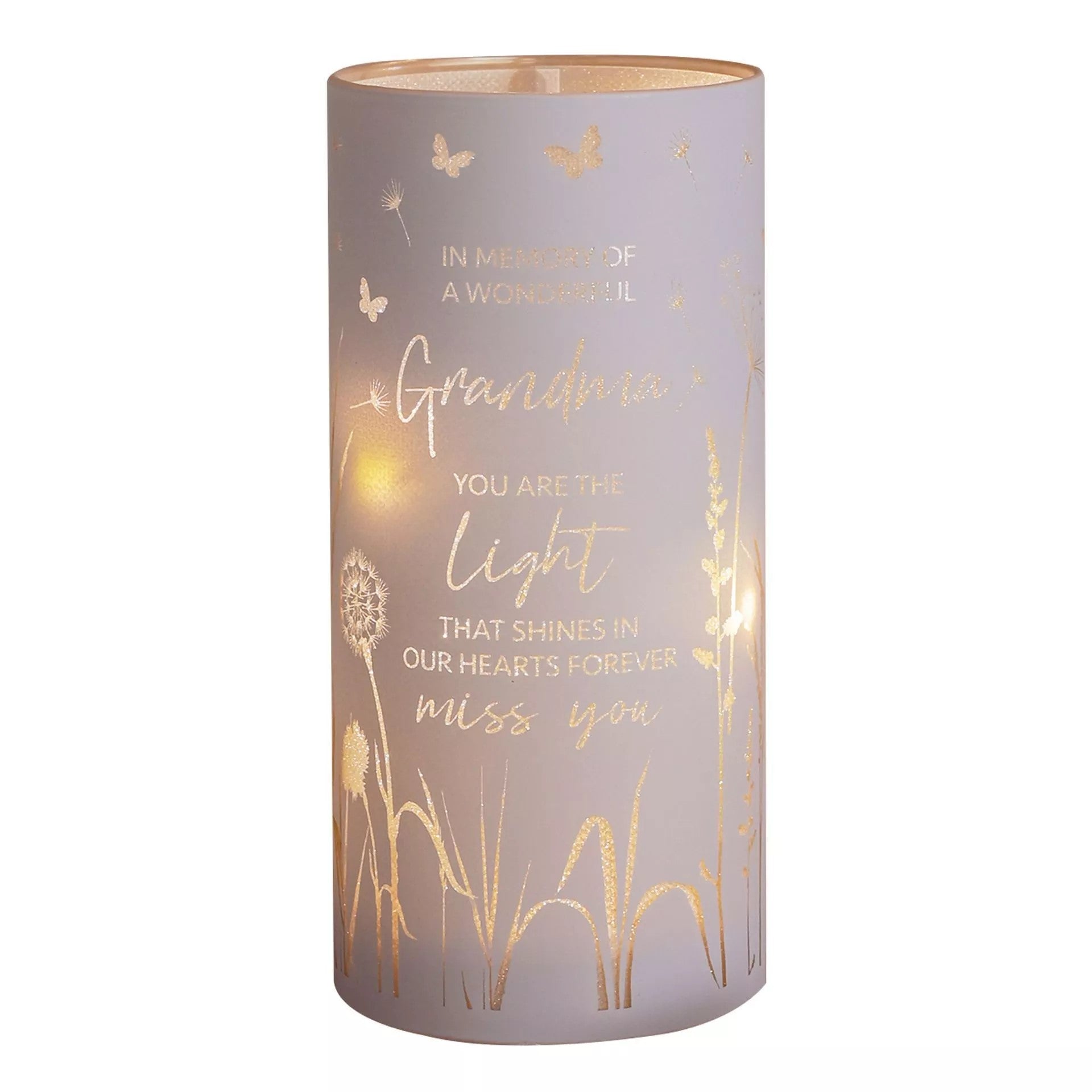 Widdop & Co Thoughts of You LED Memorial Tube Light for Grandma, with a sentimental message and soft glowing illumination.