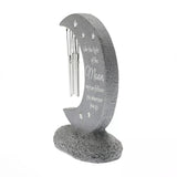 Widdop & Co memorial windchime with moon-shaped keepsake stone, 22cm, designed for graveside remembrance and outdoor display.