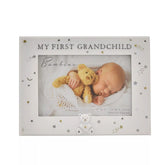 Widdop & Co Bambino resin photo frame, 6x4 inch, designed for a first grandchild photo, with a decorative baby-themed motif.