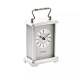 Widdop & Co silver carriage clock, vintage-style timepiece with classic silver finish, decorative and elegant tabletop clock.