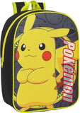 William Lamb Pokemon Po Basic Bp Backpack in black, featuring a spacious design and adjustable straps, on a white background.