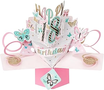 Female 18th Birthday Pop-Up Greeting Card Original Second Nature 3D Pop Up Cards