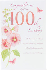 Delicate Pink Flower100th Birthday Card