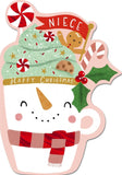 Hallmark Niece Christmas Card – Snowman Mug Happy Christmas Design
