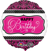 Xpress Yourself filigree damask birthday round foil balloon with elegant damask pattern for celebration decor