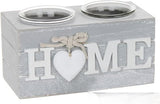 Shabby Chic Grey Provence Heart Double Tealight Holder Home
