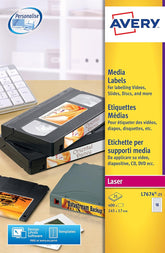 Avery L7674-25 Self-Adhesive Video Spine & Data Storage Labels – 16 Labels per A4 Sheet, White
