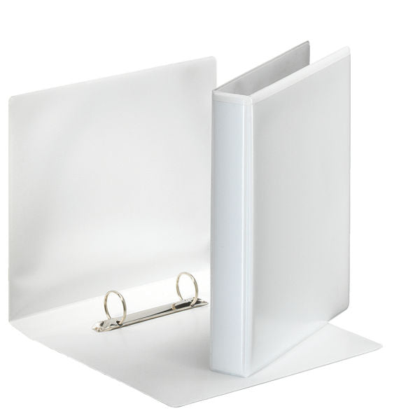 Esselte Essentials Presentation Ring Binder Polypropylene 2 D-Ring A5 25mm Rings White (Pack 12) 46571