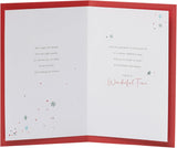 Festive Christmas Card for Grandson – Present & Snowflake Illustration