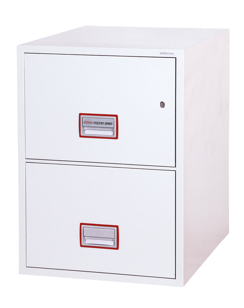 Phoenix Vertical Fire File 2 Drawer Filing Cabinet Key Lock White FS2252K DD