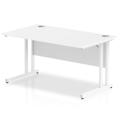 Impulse 1400 x 800mm Straight Desk White Top White Cantilever Leg MI002192 DD