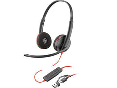 HP Poly Blackwire 3220 Stereo USB-C Wired Headset with USB-C to USB-A Adapter (Bulk)
