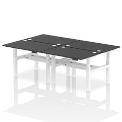 Dynamic Air Back-to-Back W1200 x D800mm Height Adjustable Sit Stand 4 Person Bench Desk With Cable Ports Black Finish White Frame - HA02860 DD