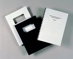 GBC Binding Cover Leathergrain Window/Plain A4 250gsm Black 25 Pairs (Pack 50) 46705E