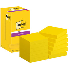 Post-it Super Sticky Notes 76x76mm 90 Sheets Ultra Yellow (Pack 12) 7100290189