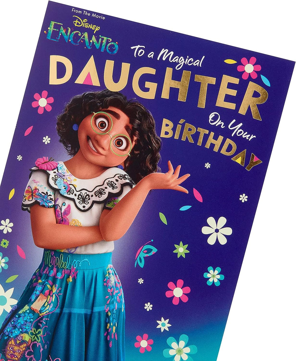 Disney Encanto Birthday Card For Daughter With Envelope - Children's Design With Mirabel And Colourful Floral Pattern, 746747-0-1
