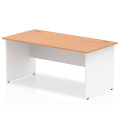 Impulse Straight Office Desk W1800 x D800 x H730mm Panel End Leg Oak Finish White Frame - TT000023 DD