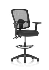 Dynamic Eclipse Plus II Deluxe Medium Mesh Back & Soft Bonded Leather Seat Task Operator Chair Adjustable Arms & HiRise Draughtsman Kit Black - KC0430 DD
