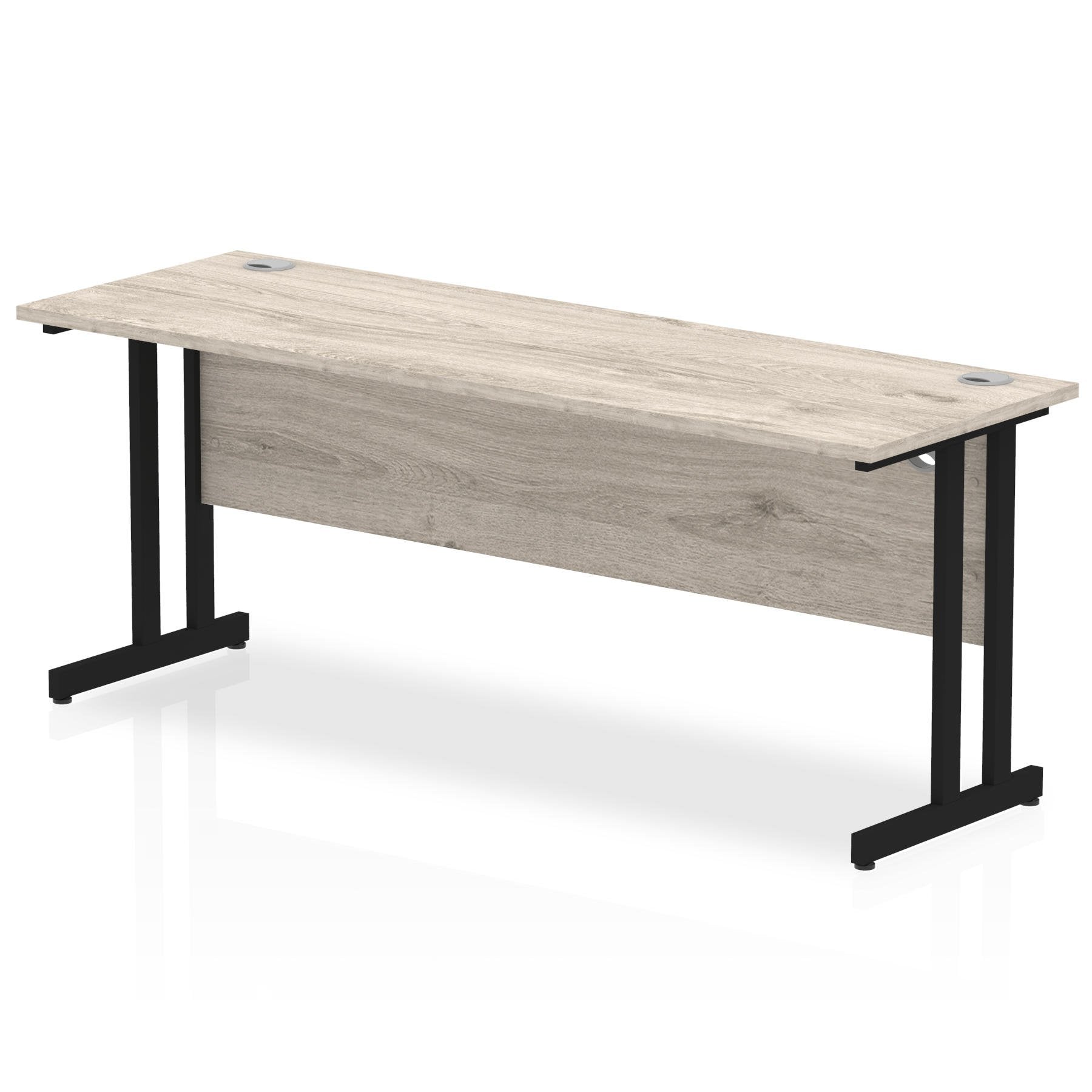 Impulse 1800 x 600mm Straight Desk Grey Oak Top Black Cantilever Leg MI003370 DD