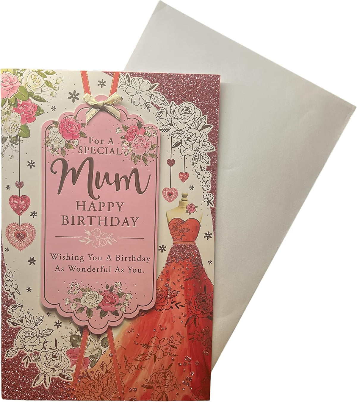 Birthday Card for Mum - 3D Effect on Cover and 8 Page Insert Flowers and Dress Design