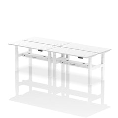 Dynamic Air Back-to-Back W1400 x D600mm Height Adjustable Sit Stand 4 Person Bench Desk With Cable Ports White Finish White Frame - HA01924 DD