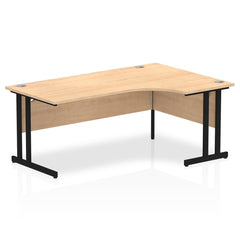 Dynamic Impulse W1800 x D800/1200 x H730mm Right Hand Crescent Desk With Cable Management Ports Cantilever Leg Maple Finish Black Frame - MI003249 DD
