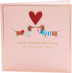 Girlfriend Valentines Day Card With Envelope - Sausage Dog Couple Design