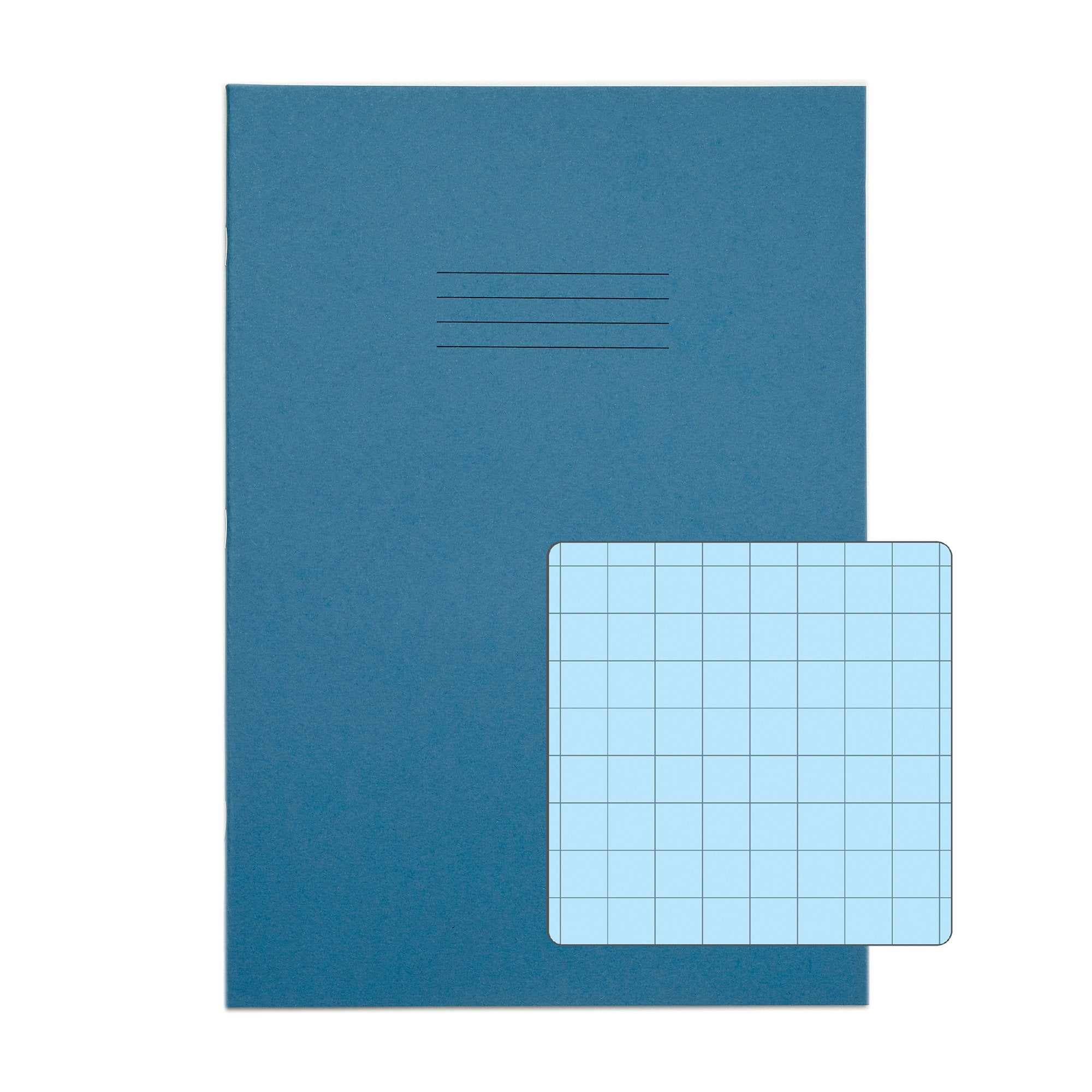 Rhino A4 Special Exercise Book 48 Page 12mm Squares S10 Light Blue with Tinted Blue Paper (Pack 10) - EX681339B-2 DD