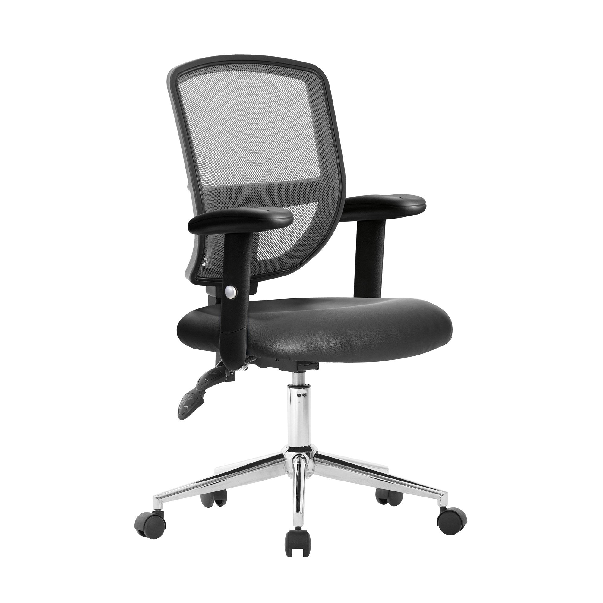 Nautilus Designs Nexus Designer High Back Mesh Operator Office Chair Sculptured Lumbar and Spine Support Black Vinyl - BCM/K512/BKV/ADT DD