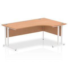 Impulse Contract Right Hand Crescent Cantilever Desk W1800 x D1200 x H730mm Oak Finish/White Frame - I002847 DD
