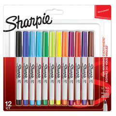 Sharpie Permanent Marker Ultra Fine Tip 0.5mm Line Assorted Colours (Pack 12) - 2065408