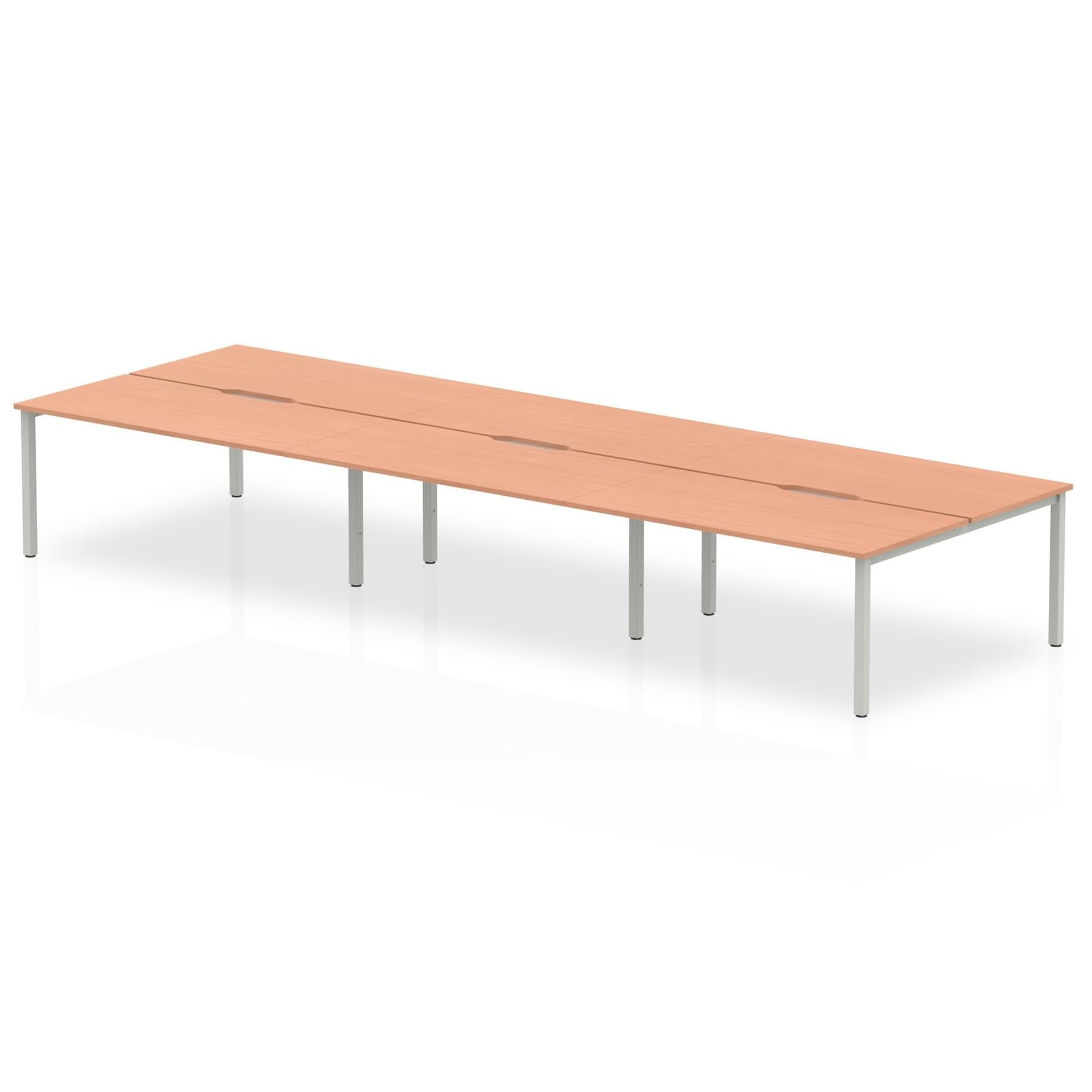 Evolve Plus 1600mm Back to Back 6 Person Desk Beech Top Silver Frame BE288 DD