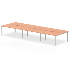 Evolve Plus 1600mm Back to Back 6 Person Desk Beech Top Silver Frame BE288 DD