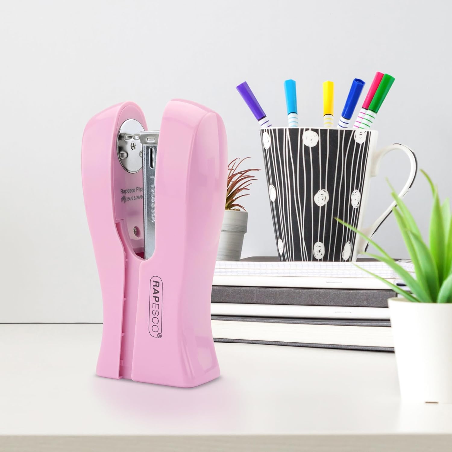 Rapesco Stand Up/Space-Saving Stapler - Candy Pink