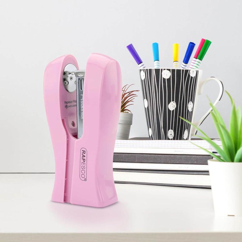 Rapesco Stand Up/Space-Saving Stapler - Candy Pink
