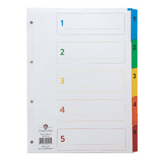 Concord Classic Index 1-5 A4 180gsm Board White with Coloured Mylar Tabs 00201/CS2