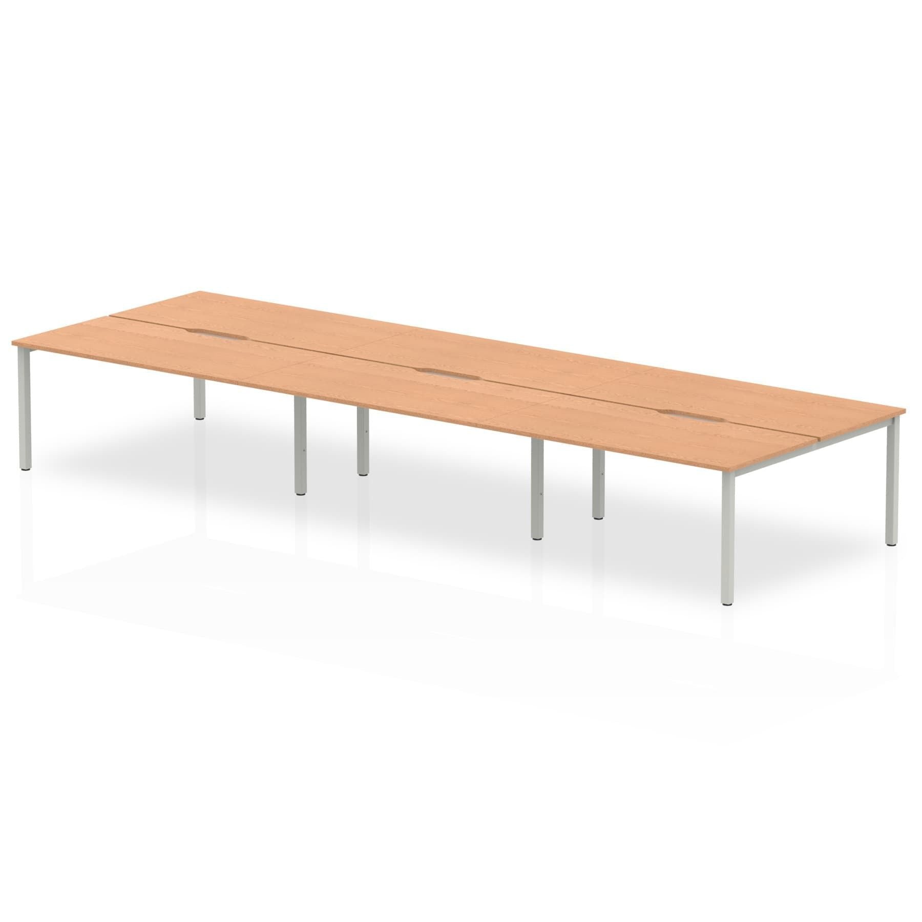 Evolve Plus 1600mm Back to Back 6 Person Desk Oak Top Silver Frame BE290 DD