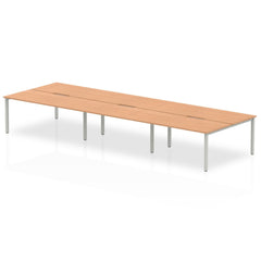 Evolve Plus 1600mm Back to Back 6 Person Desk Oak Top Silver Frame BE290 DD
