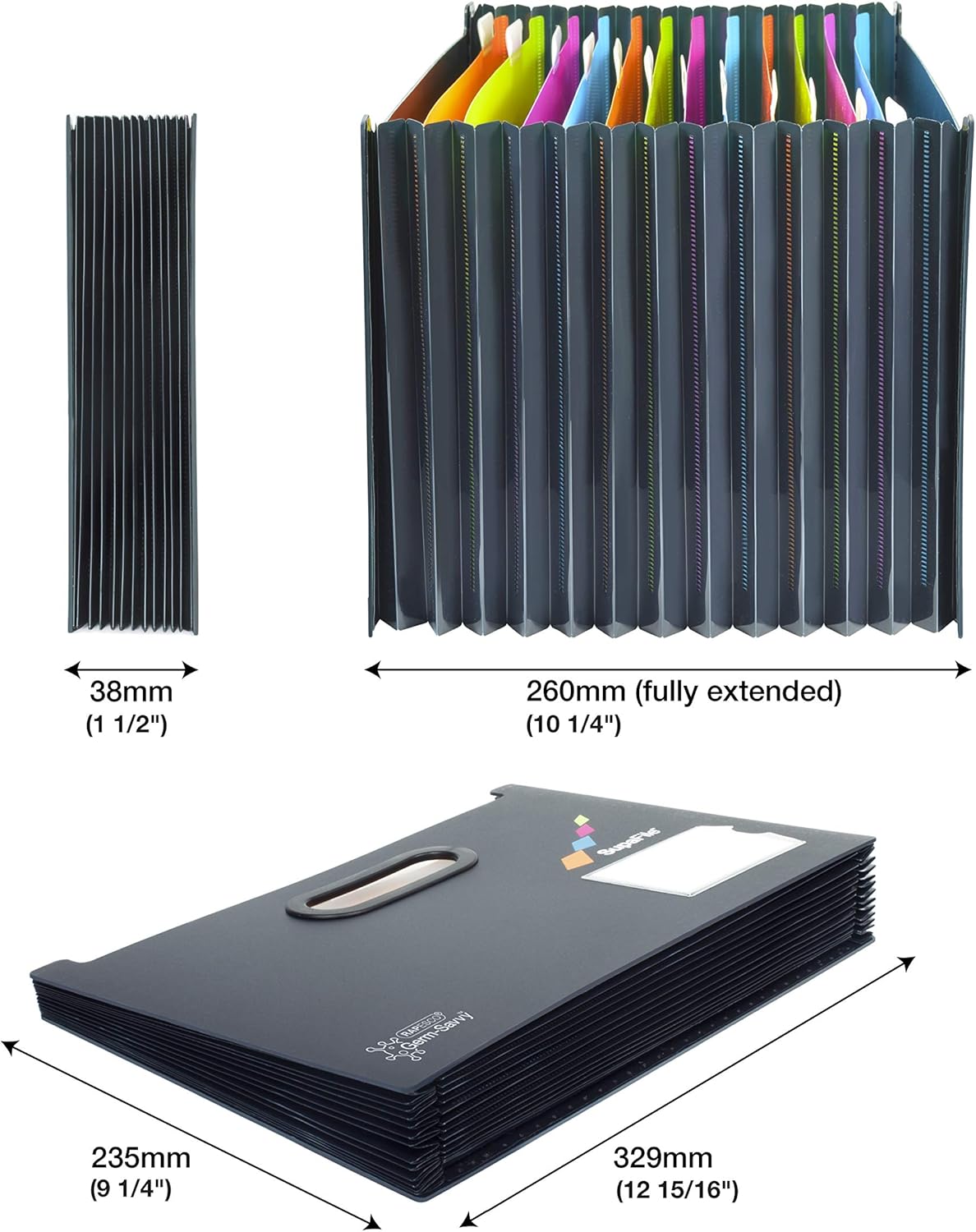 Rapesco Supafile A4 13-part Landscape Desktop Germ-Savy Antibatcterial E£xpanding File
