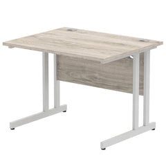 Impulse 1000 x 800mm Straight Desk Grey Oak Top Silver Cantilever Leg I003789 DD